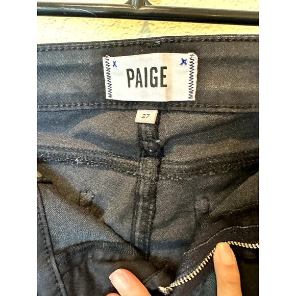 PAIGE Verdugo Ultra Skinny Jeans Women’s 27 Black Coated Denim Stretch Pants - Picture 6 of 10